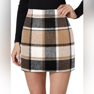 Plaid wool mini skirt New Without Tags